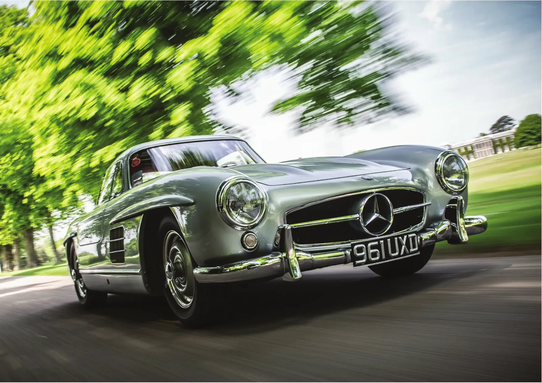 Classic Mercedes-Benz driving